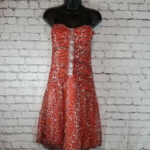 Donna Miller Collection Leopard Print Strapless Silk Dress Size 6 NWT